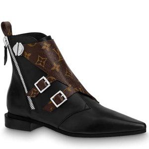 Monogram Jumble Flat Ankle Boot 8.5